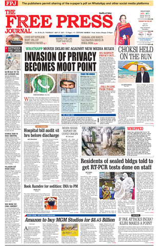 The Free Press Journal Mumbai Thu May 27 2021 Epaper Online Jionews